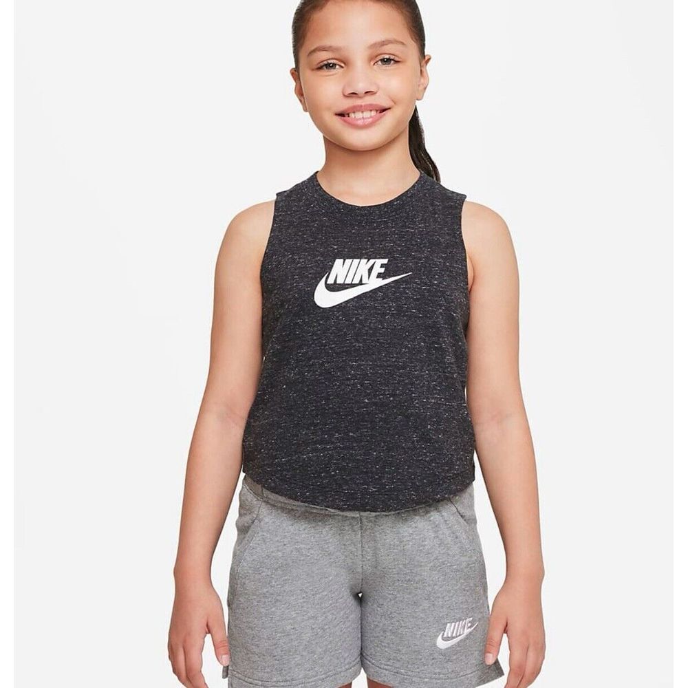 Nike Sportswear Kids Girls Jersey‎ Tank Medium Slim Fit Dark Gray Heather NWT